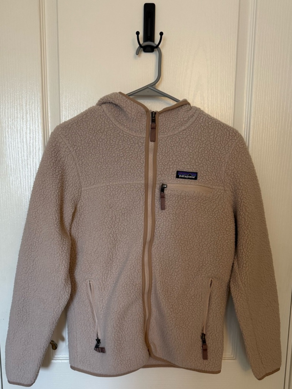 Patagonia Taupe Hooded Sherpa Puffer Jacket
